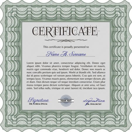 Sample Certificate. Cordial design. With quality background. Frame certificate template Vector.