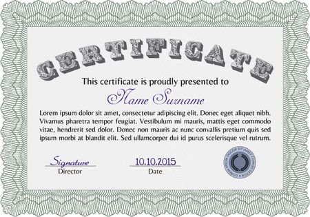 Certificate. Easy to print. Artistry design. Border, frame.