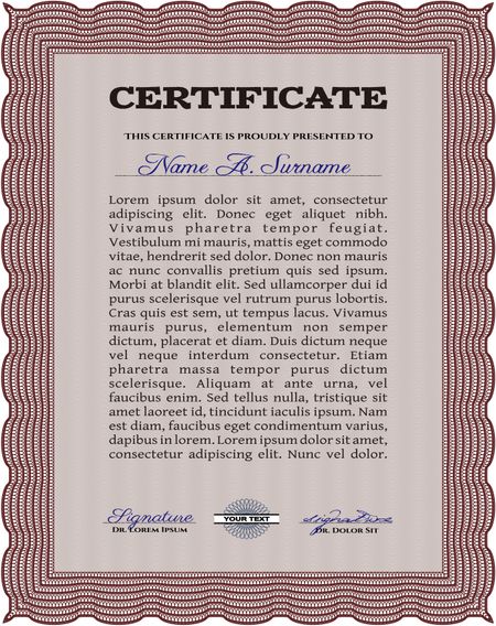 Sample Certificate. Customizable, Easy to edit and change colors.Easy to print. Sophisticated design. 