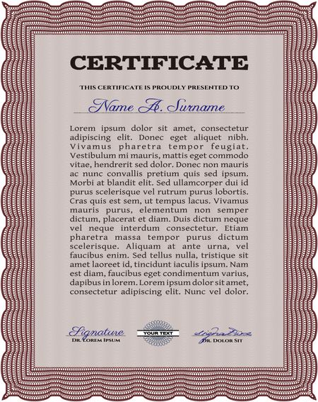 Sample Certificate. Customizable, Easy to edit and change colors.Easy to print. Sophisticated design.