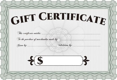Vector Gift Certificate. Easy to print. Customizable, Easy to edit and change colors.Excellent complex design. 