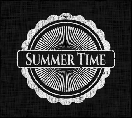 Summer Time chalkboard emblem written on a blackboard