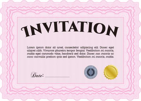 Vintage invitation template. Retro design. Vector illustration.With quality background. 