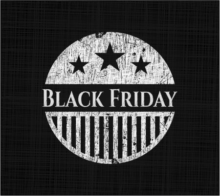 Black Friday chalkboard emblem written on a blackboard