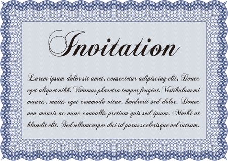 Retro vintage invitation. With guilloche pattern. Excellent complex design. Vector illustration.