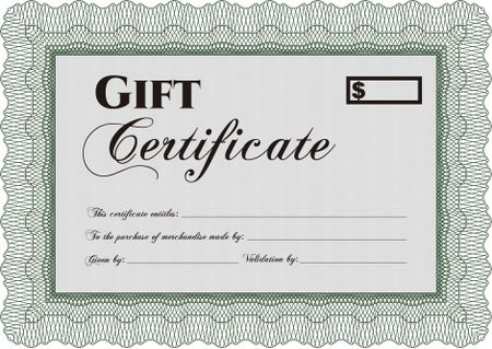 Formal Gift Certificate template. Nice design. With great quality guilloche pattern. Detailed.