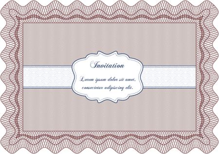 Retro invitation. Sophisticated design. With great quality guilloche pattern. Border, frame.