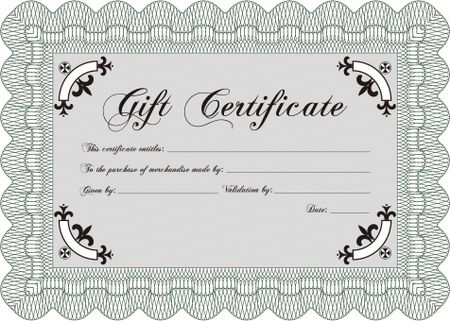 Formal Gift Certificate. Retro design. Customizable, Easy to edit and change colors.With great quality guilloche pattern. 