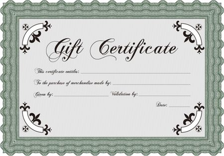 Vector Gift Certificate. Border, frame.With guilloche pattern and background. Excellent complex design. 