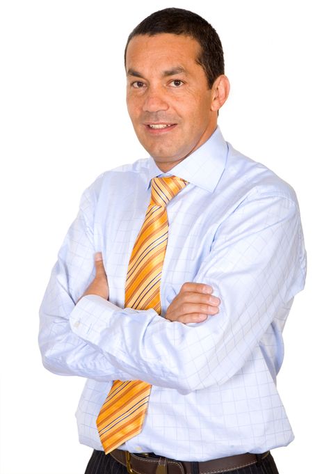 Confident business man portrait isolated over a white background