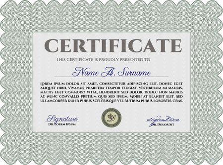 Diploma template. Border, frame.Cordial design. With background. 