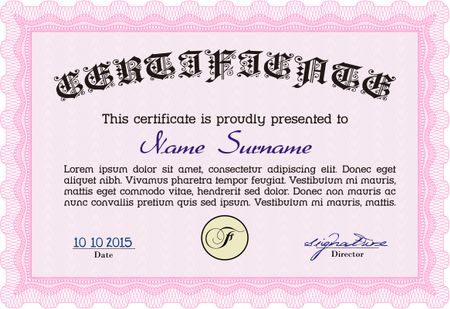 Certificate or diploma template. Diploma of completion.With quality background. Modern design. 