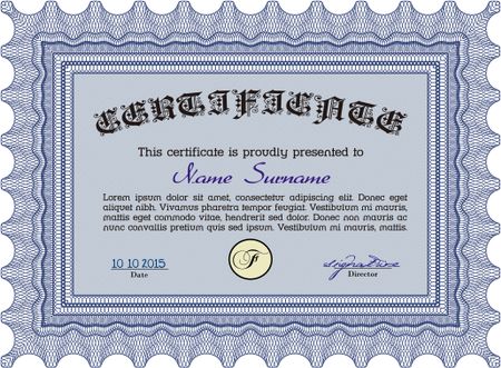 Certificate. Vector pattern that is used in currency and diplomas.With complex linear background. Superior design. 