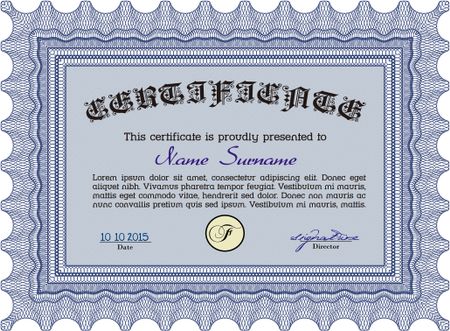 Certificate. Vector pattern that is used in currency and diplomas.With complex linear background. Superior design.