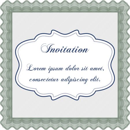 Formal invitation. Sophisticated design. Detailed.With guilloche pattern.