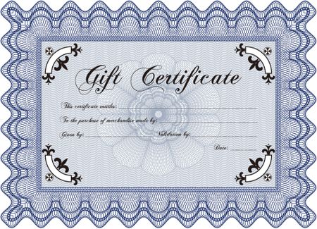 Gift certificate template. Customizable, Easy to edit and change colors.With guilloche pattern and background. Nice design. 
