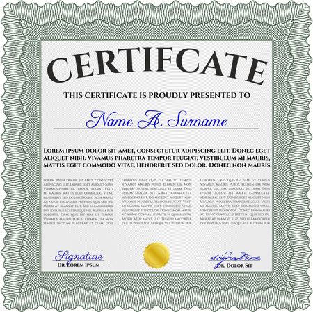 Sample certificate or diploma. Vector pattern that is used in money and certificate.With complex linear background. Beauty design. 