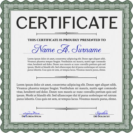 Certificate of achievement template. With guilloche pattern. Frame certificate template Vector.Good design.