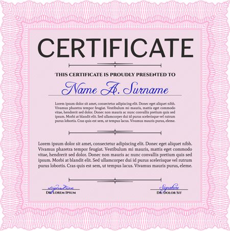 Certificate of achievement. With guilloche pattern and background. Frame certificate template Vector.Beauty design. 