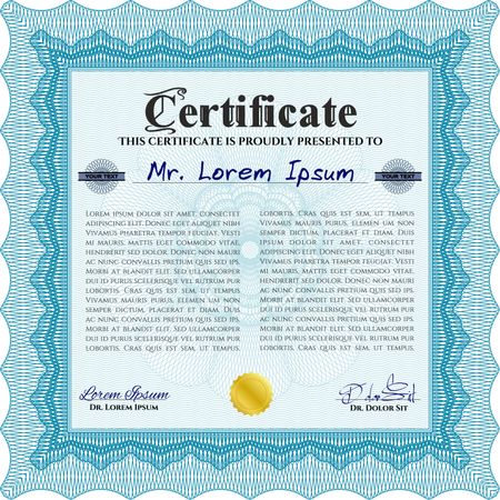 Certificate or diploma template. Excellent design. Vector illustration.With guilloche pattern. 