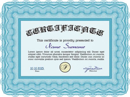 Diploma template or certificate template. Complex background. Frame certificate template Vector.Superior design. 
