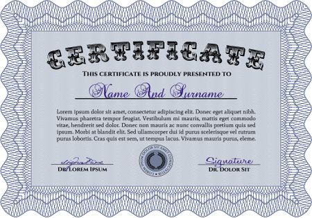 Certificate template or diploma template. With background. Beauty design. Money style.