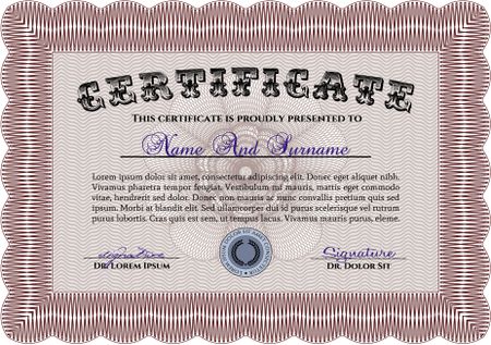 Certificate or diploma template. Border, frame.With complex background. Good design. 