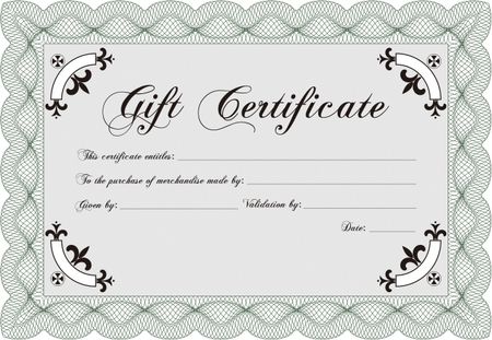 Gift certificate template. Customizable, Easy to edit and change colors.With complex linear background. Cordial design. 