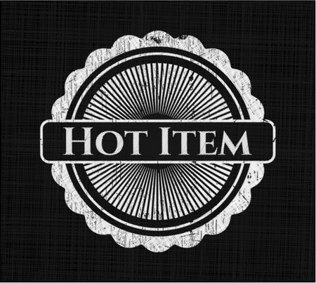 Hot Item chalkboard emblem written on a blackboard