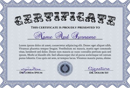 Certificate template or diploma template. Money style.Retro design. With complex background.