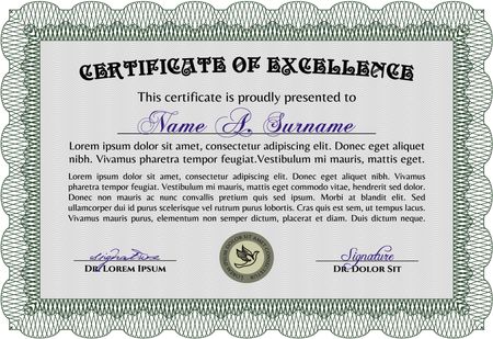 Sample certificate or diploma. Vector pattern that is used in money and certificate.Excellent design. With quality background. 