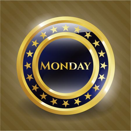Monday gold badge or emblem