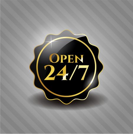 Open 24/7 black shiny emblem