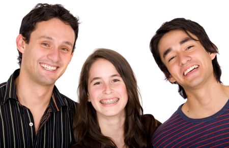 Casual young students isolated over a white background
