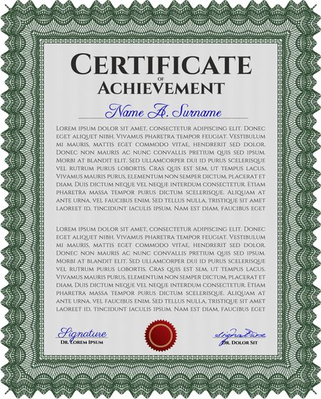Diploma template or certificate template. Vector pattern that is used in currency and diplomas.With linear background. Cordial design. 