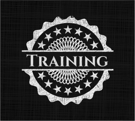 Training chalkboard emblem on black board