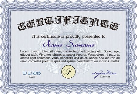 Diploma template or certificate template. Money style.With quality background. Elegant design. 
