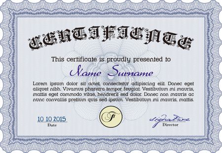 Diploma template or certificate template. Money style.With quality background. Elegant design.