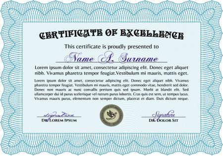 Certificate of achievement template. Elegant design. With quality background. Vector pattern that is used in money and certificate.