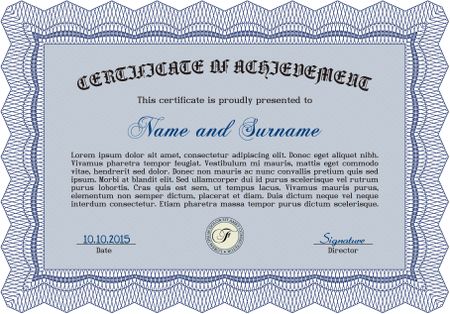Diploma or certificate template. Complex background. Customizable, Easy to edit and change colors.Retro design. 