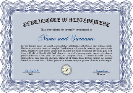 Diploma or certificate template. Complex background. Customizable, Easy to edit and change colors.Retro design.