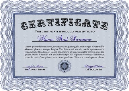 Sample certificate or diploma. Border, frame.Excellent design. With quality background.