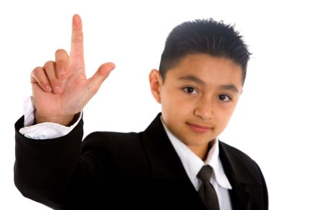 business child wanting to take part - isolated over a white background