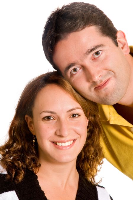 casual couple smiling isolated on a white background
