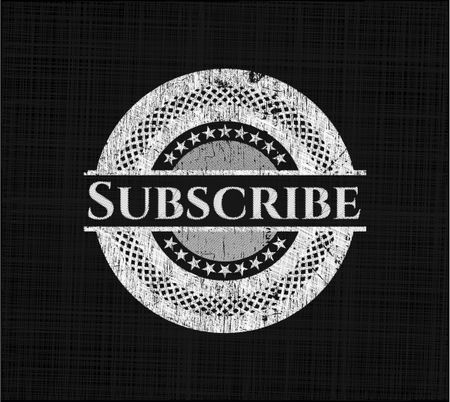 Subscribe chalkboard emblem on black board