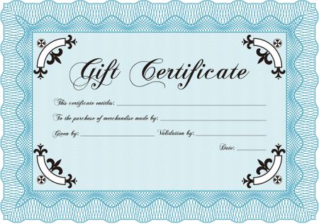 Gift certificate. Border, frame.With guilloche pattern and background. Elegant design.