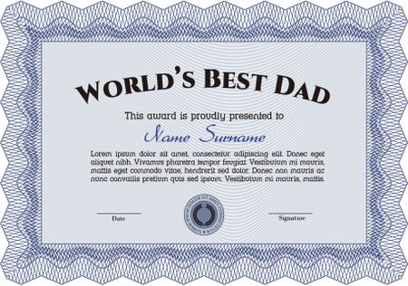 World's Best Dad Award. Good design. Border, frame.Easy to print. 