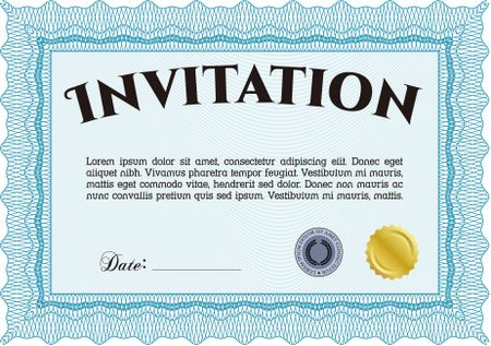 Vintage invitation. Customizable, Easy to edit and change colors.Excellent complex design. With background.