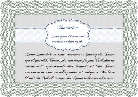 Invitation template. Customizable, Easy to edit and change colors.Superior design. With guilloche pattern and background. 