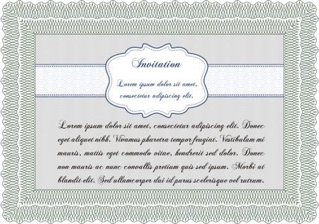 Invitation template. Customizable, Easy to edit and change colors.Superior design. With guilloche pattern and background.